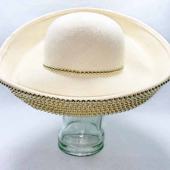 Ellie Fine Hats Cream & Gold Dramatic Wool Hat main image 12